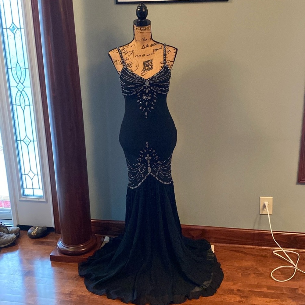 Women’s Sue Wong black gown, size 10